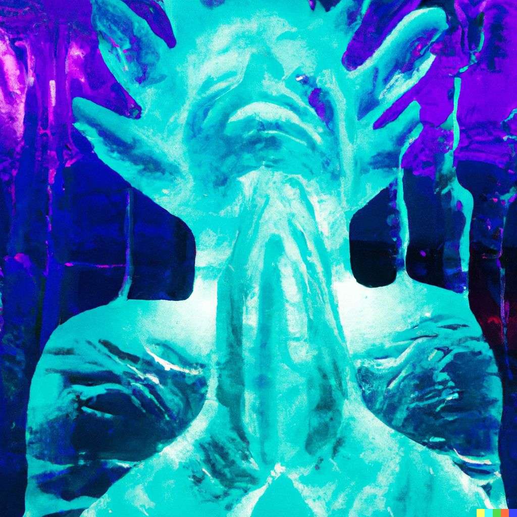 a representation of anxiety, ice sculpture